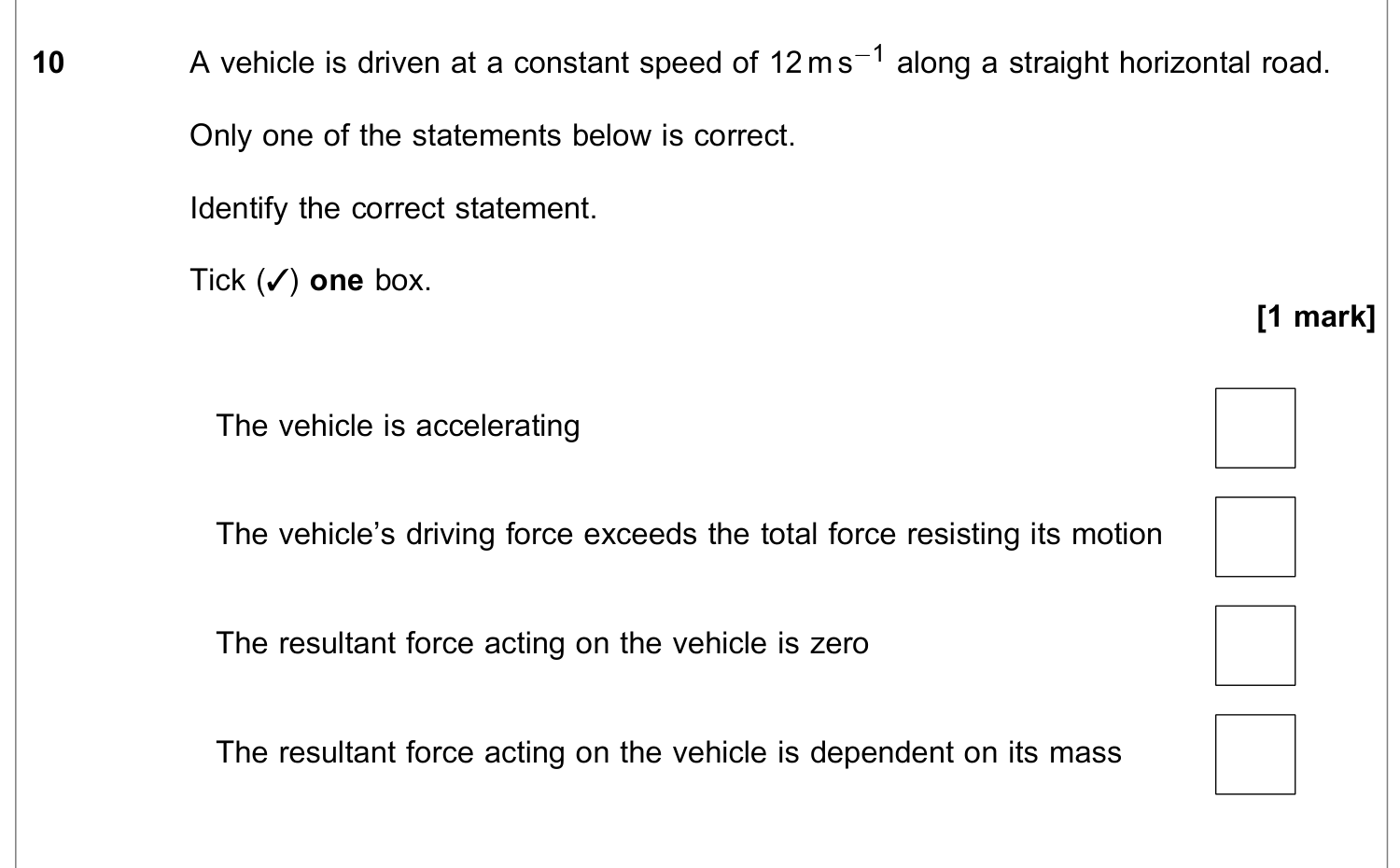 Question 10 — Constant Acceleration 1d — AQA June 2020