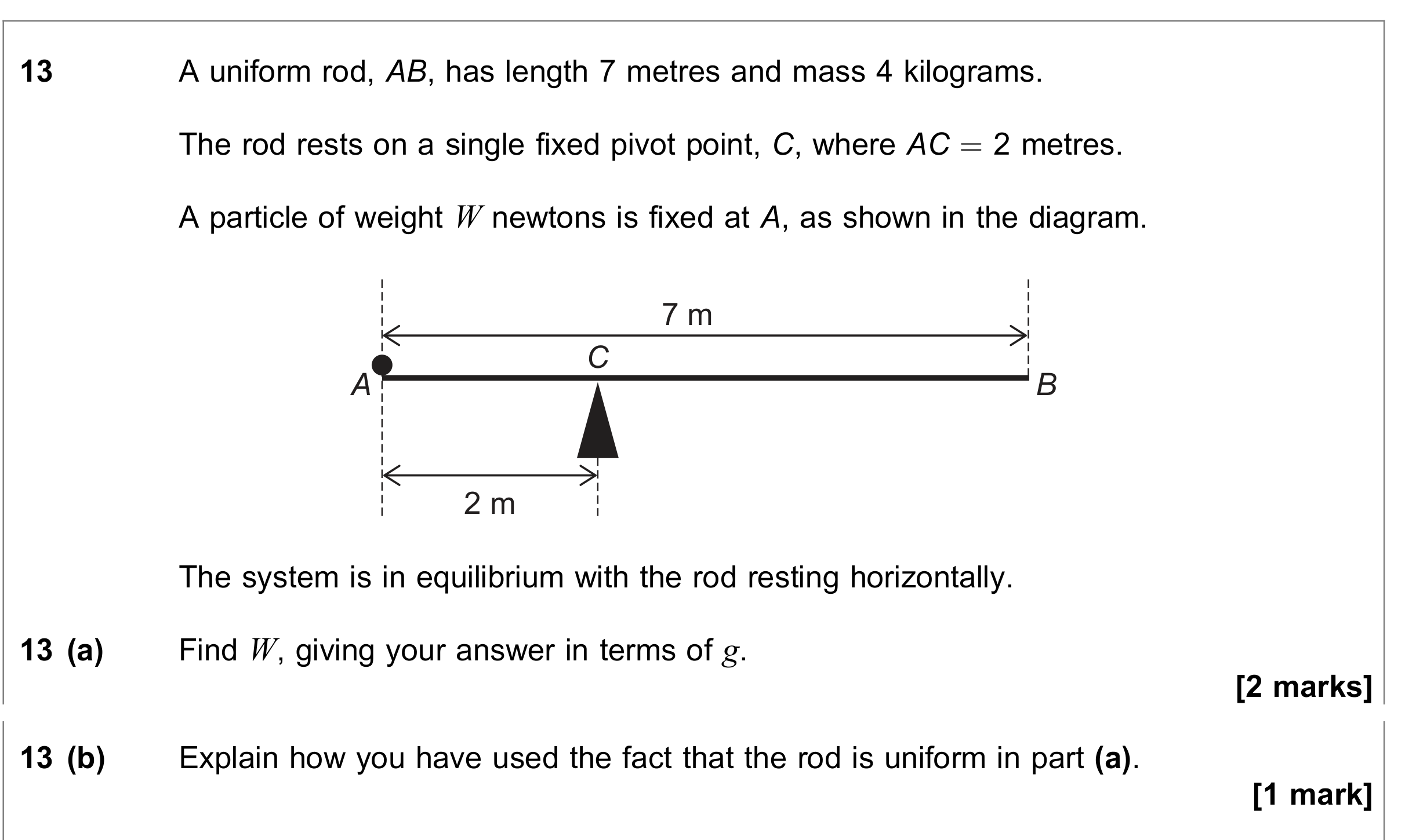 Question 13 — Moments — AQA June 2020