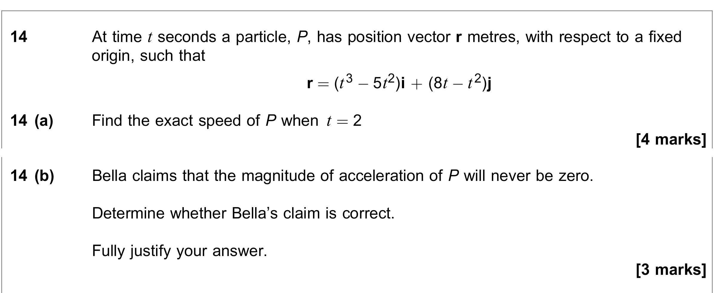 Question 14 — Variable Acceleration 2d — AQA June 2020