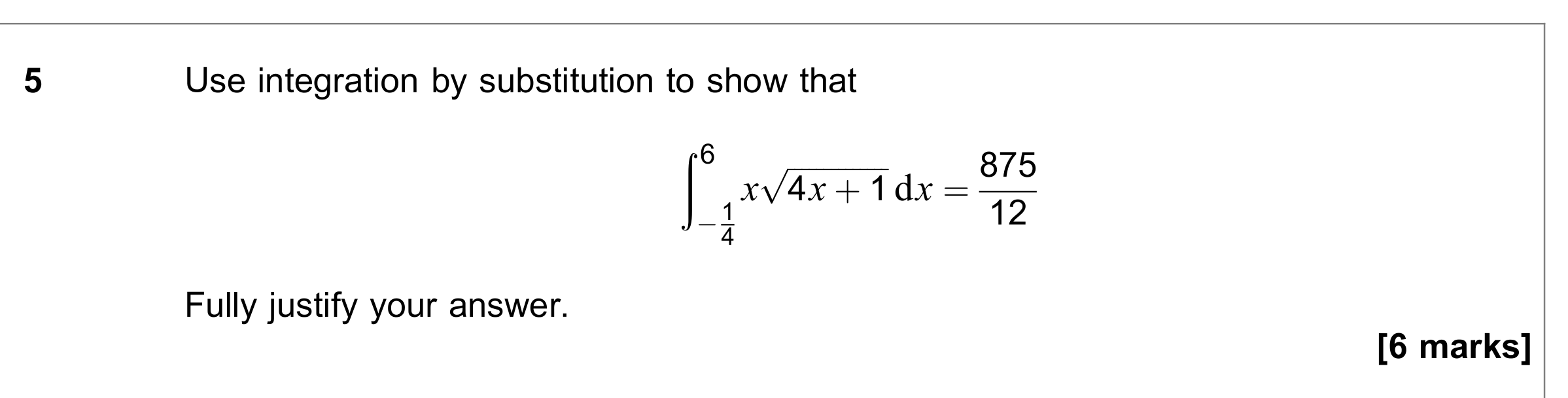 Question 5 — Integration — AQA June 2020