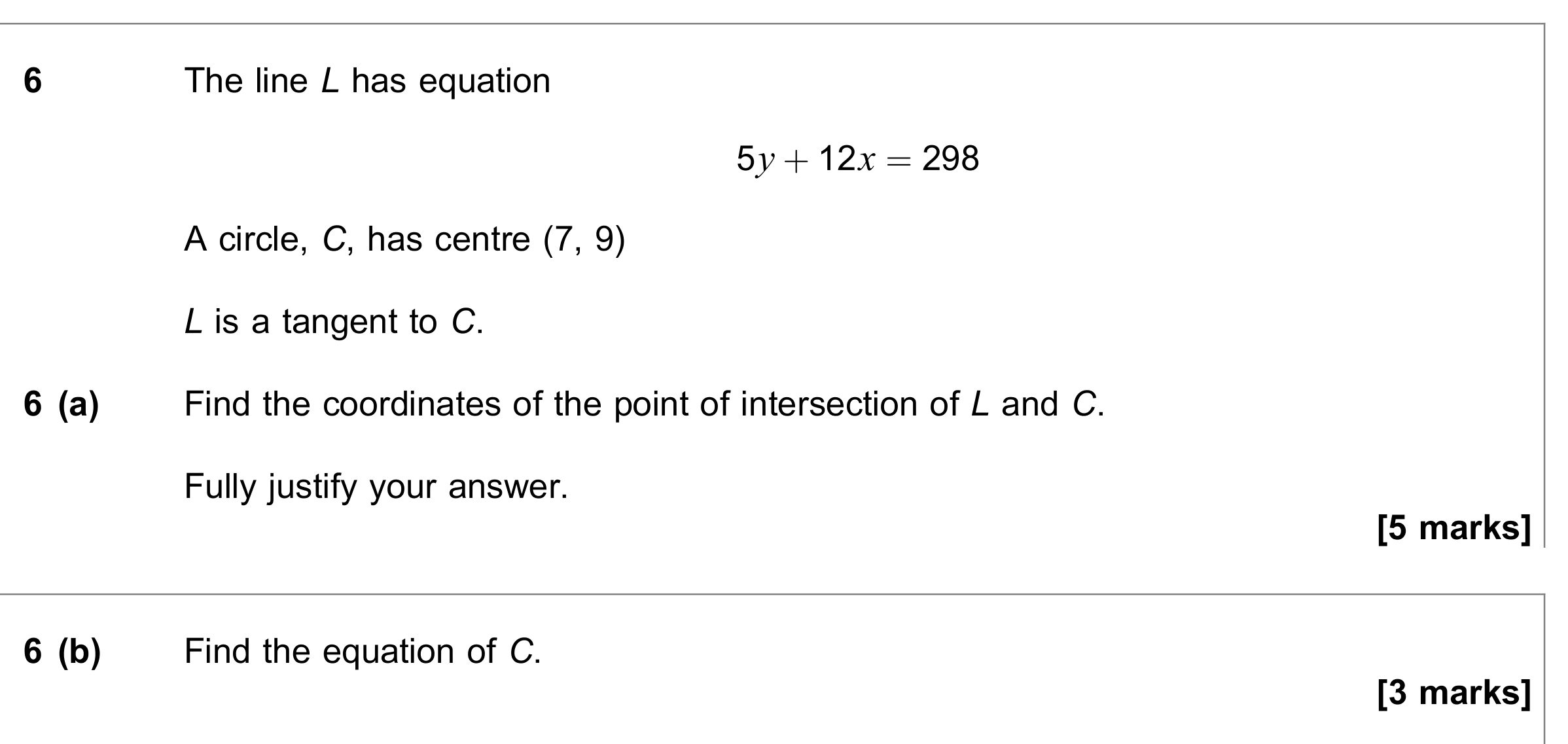 Question 6 — Coordinate Geometry — AQA June 2020