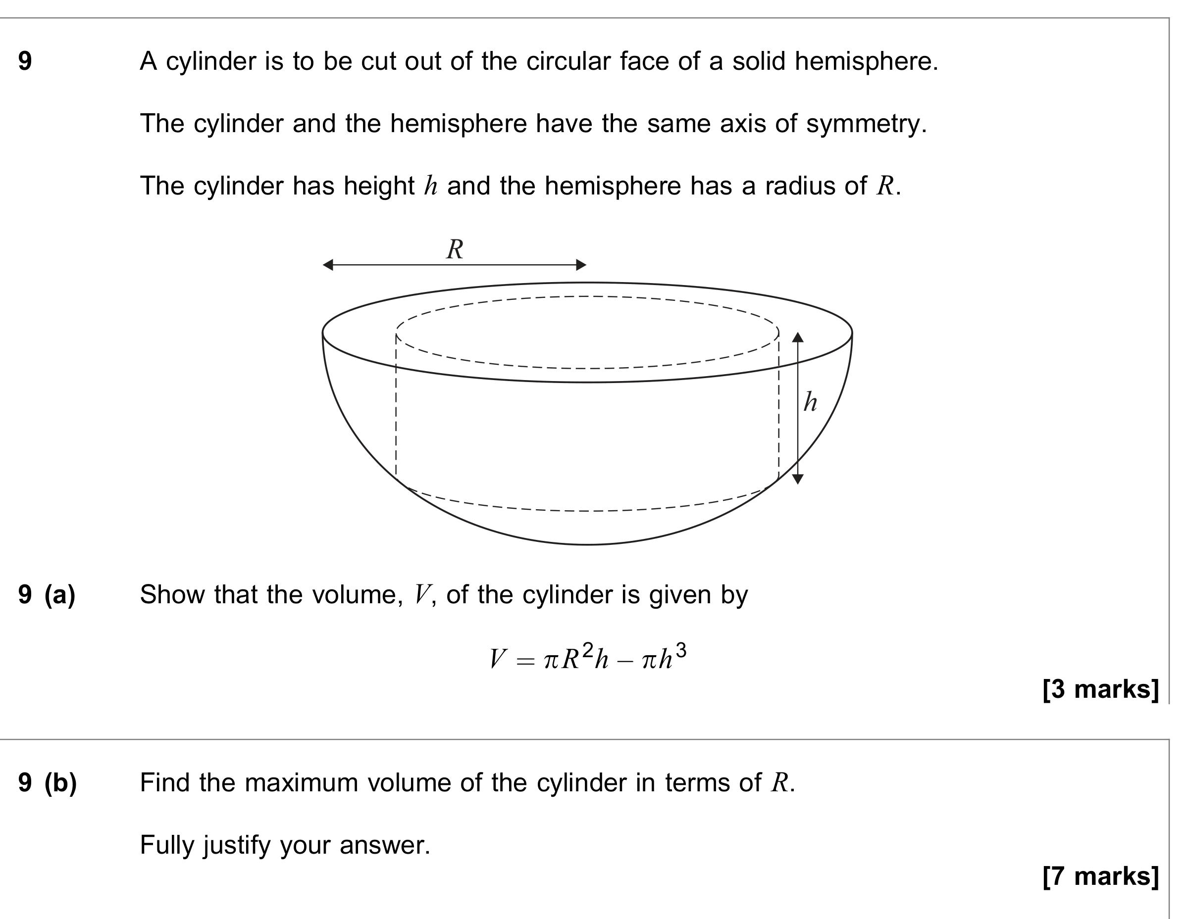 Question 9 — Differentiation — AQA June 2020