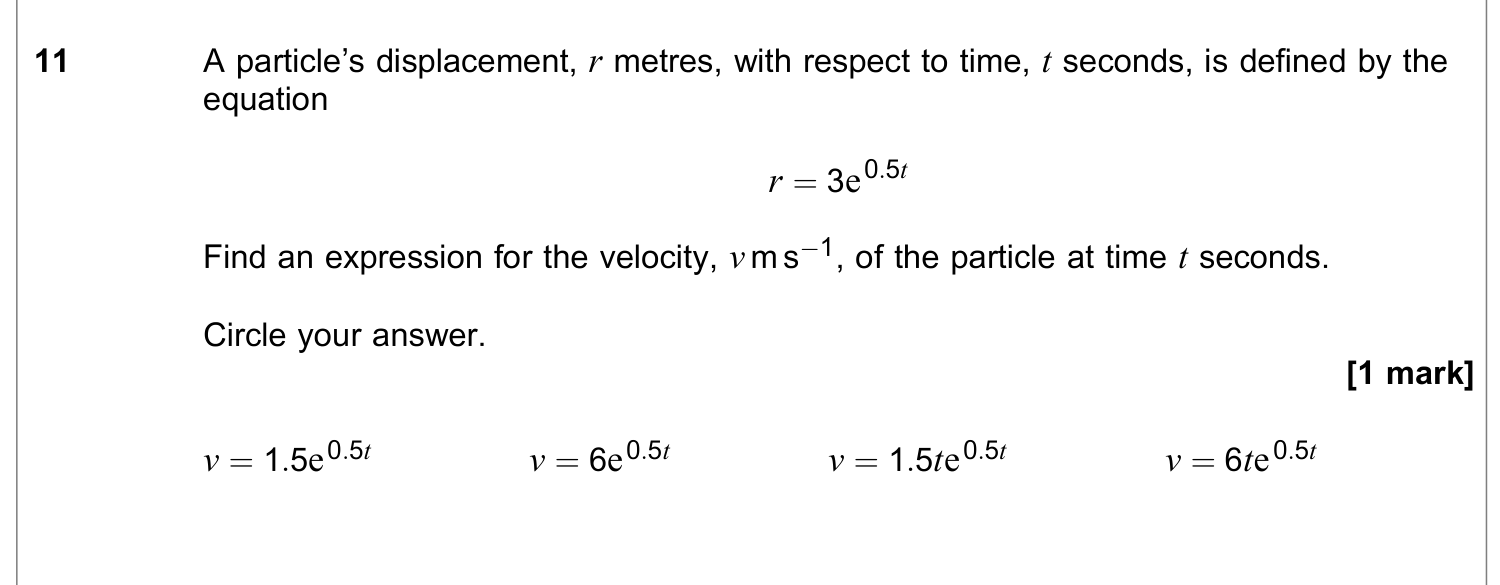Question 11 — Variable Acceleration 1d — AQA June 2021
