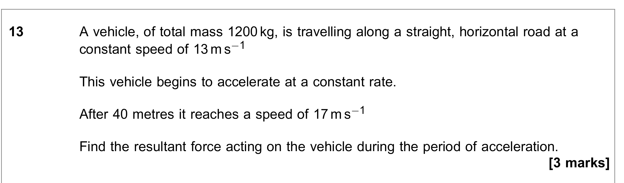 Question 13 — Constant Acceleration 1d — AQA June 2021
