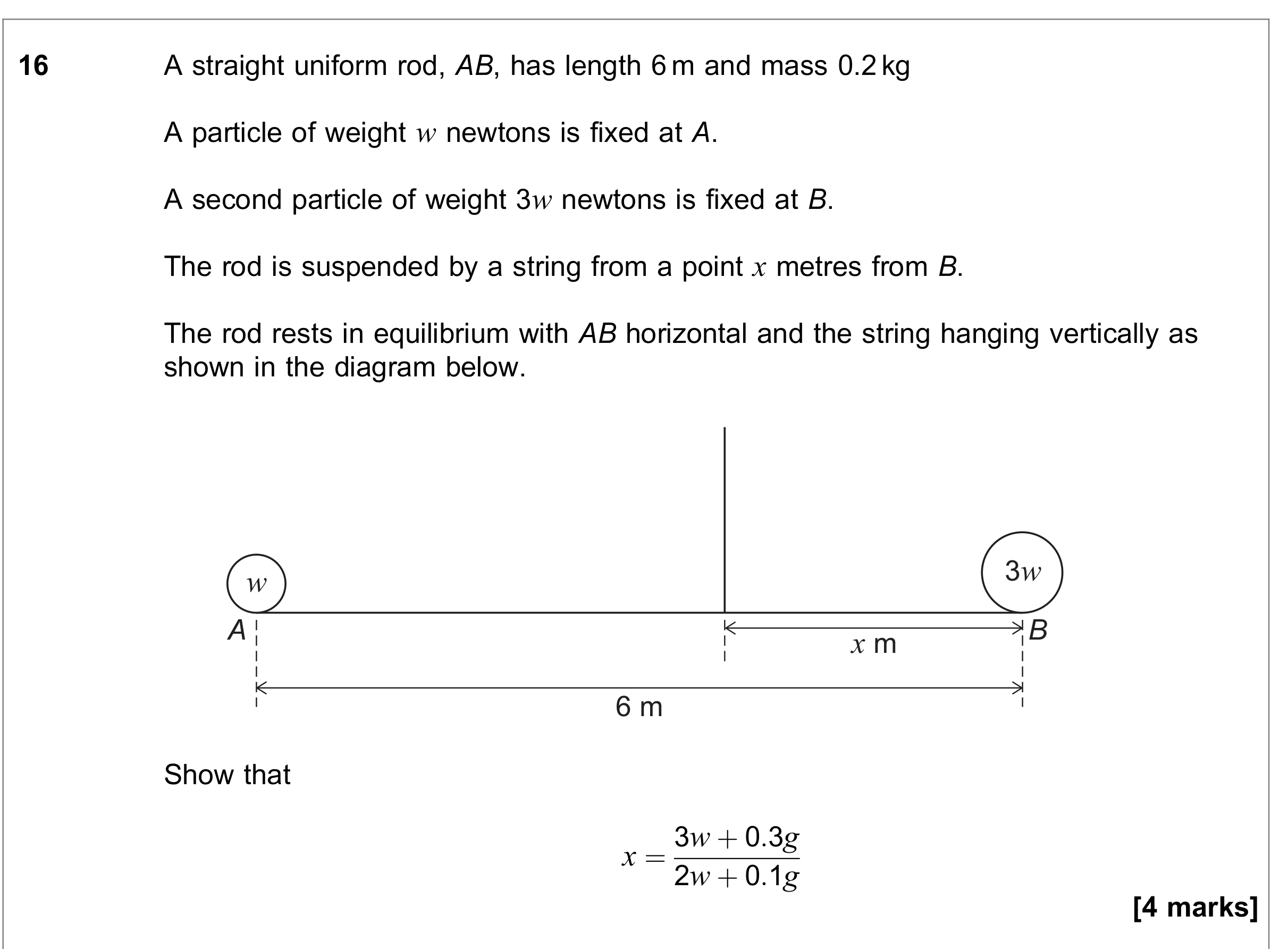 Question 16 — Moments — AQA June 2021
