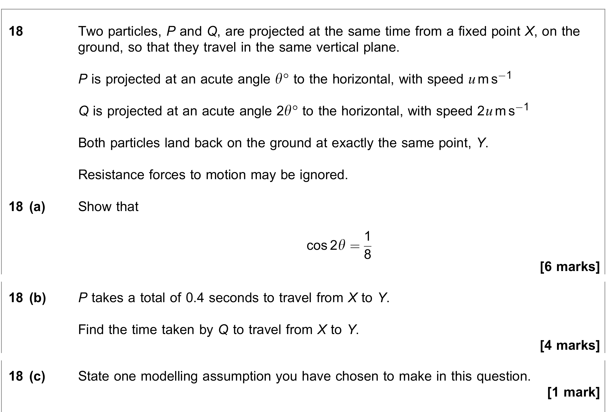 Question 18 — Projectiles — AQA June 2021