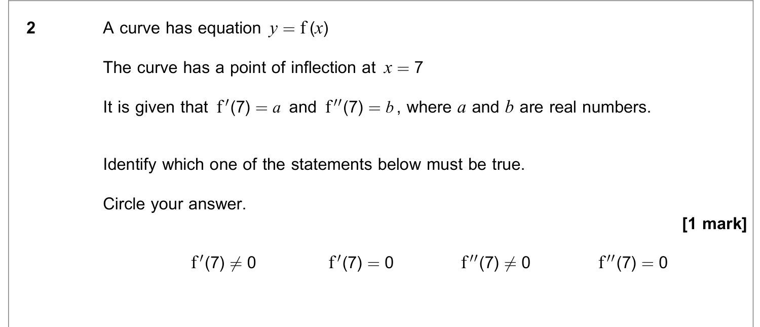 Question 2 — Differentiation — AQA June 2021