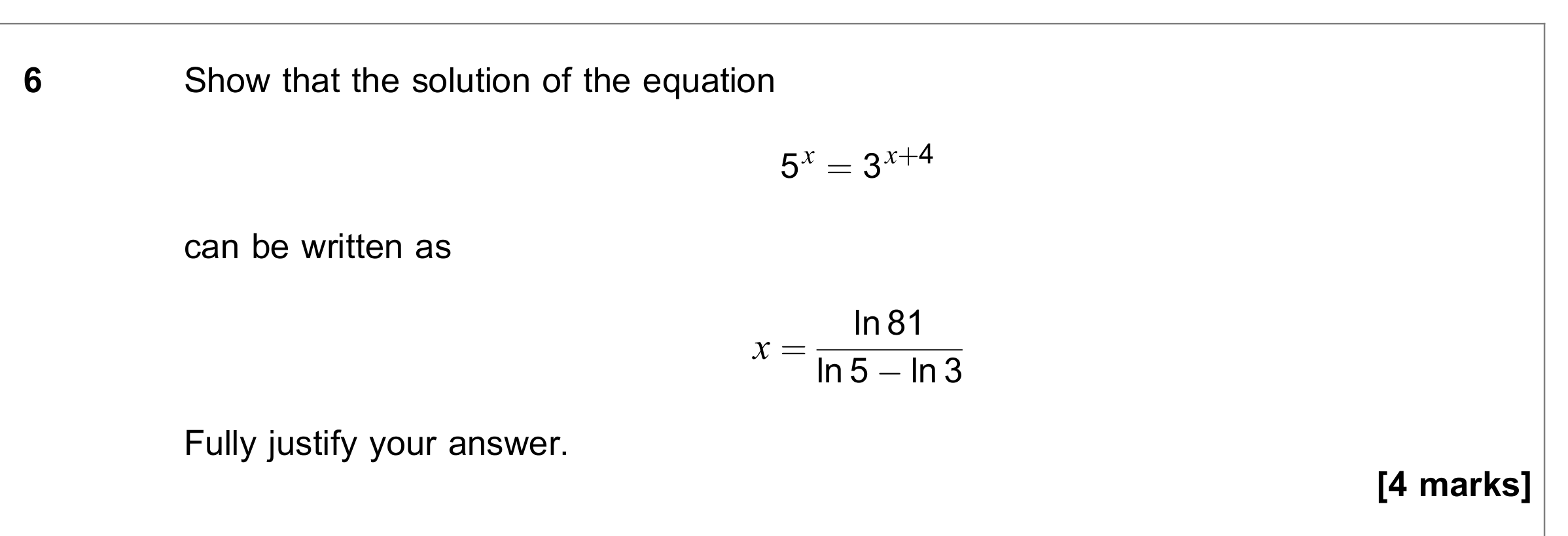 Question 6 — Logarithms — AQA June 2021