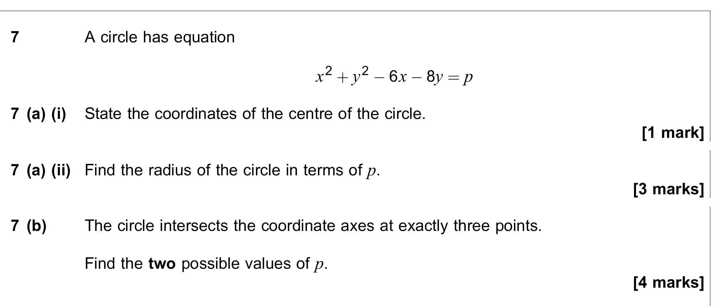 Question 7 — Circles — AQA June 2021