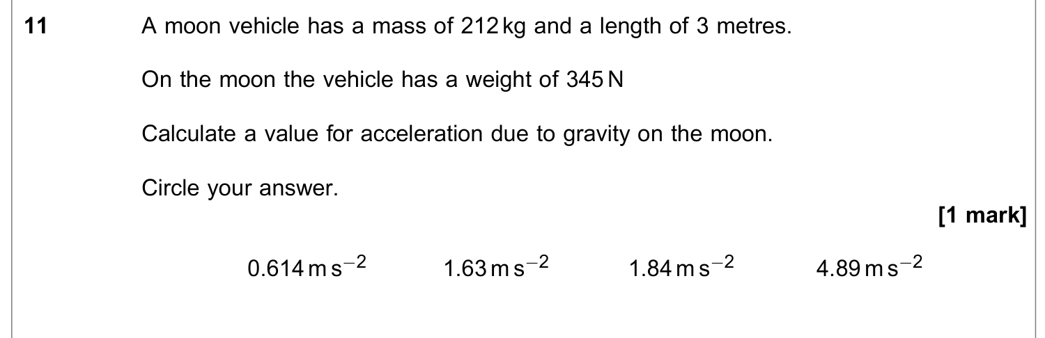 Question 11 — Forces and Friction — AQA June 2022
