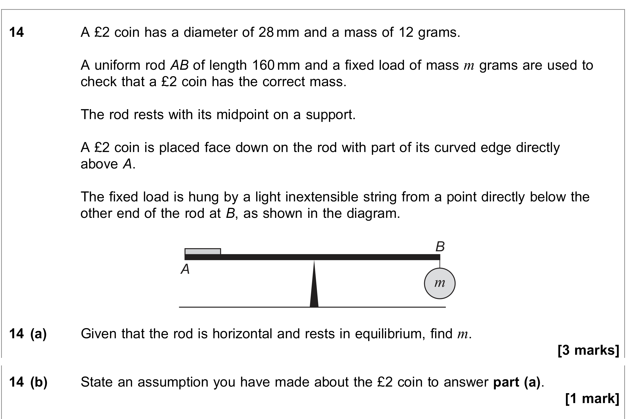 Question 14 — Moments — AQA June 2022
