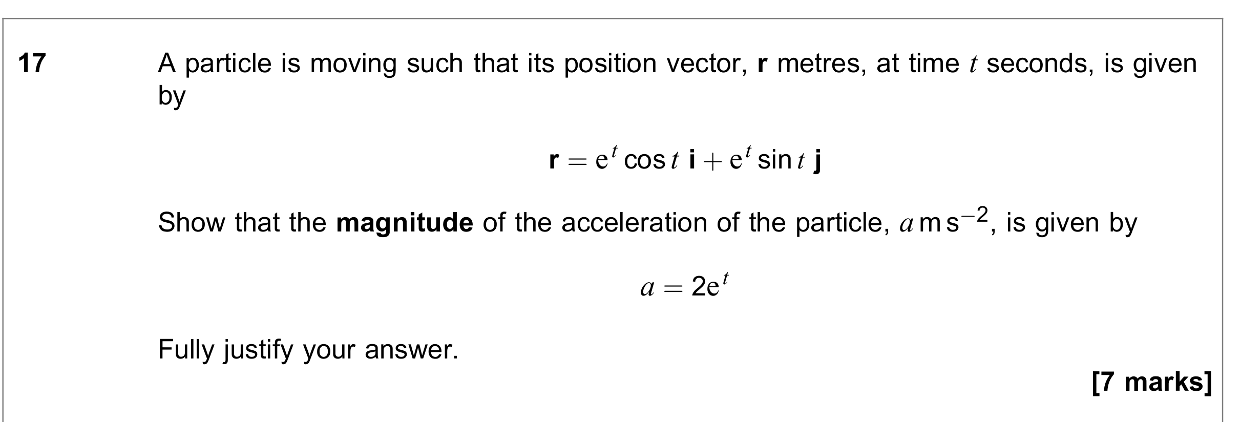 Question 17 — Variable Acceleration 2d — AQA June 2022