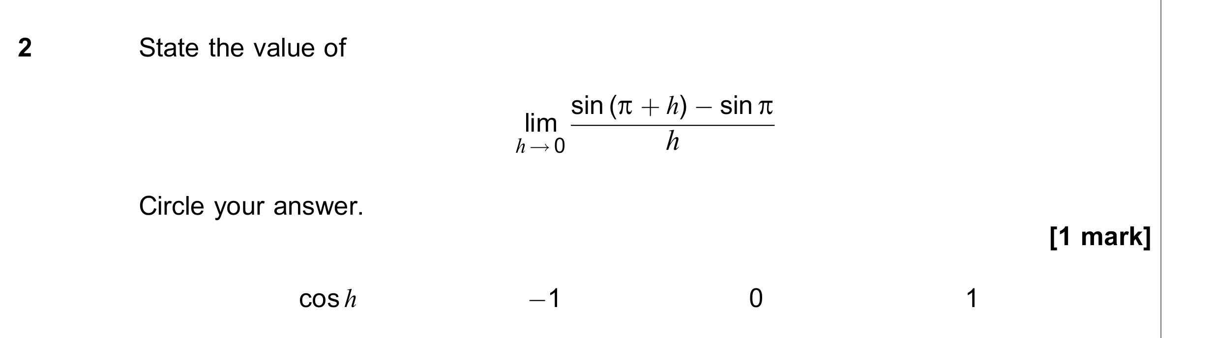 Question 2 — Trig, Other — AQA June 2022