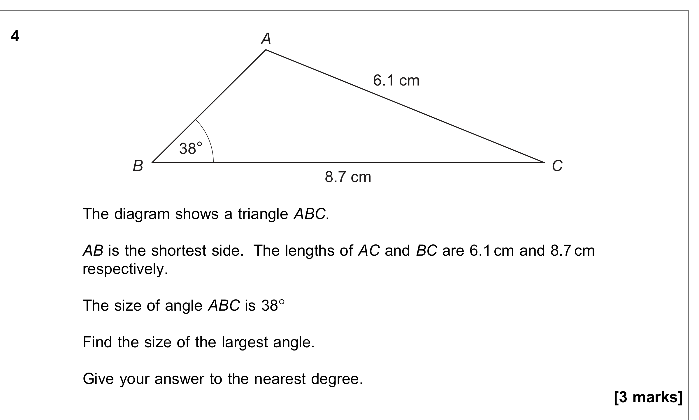 Question 4 — Triangles — AQA June 2022