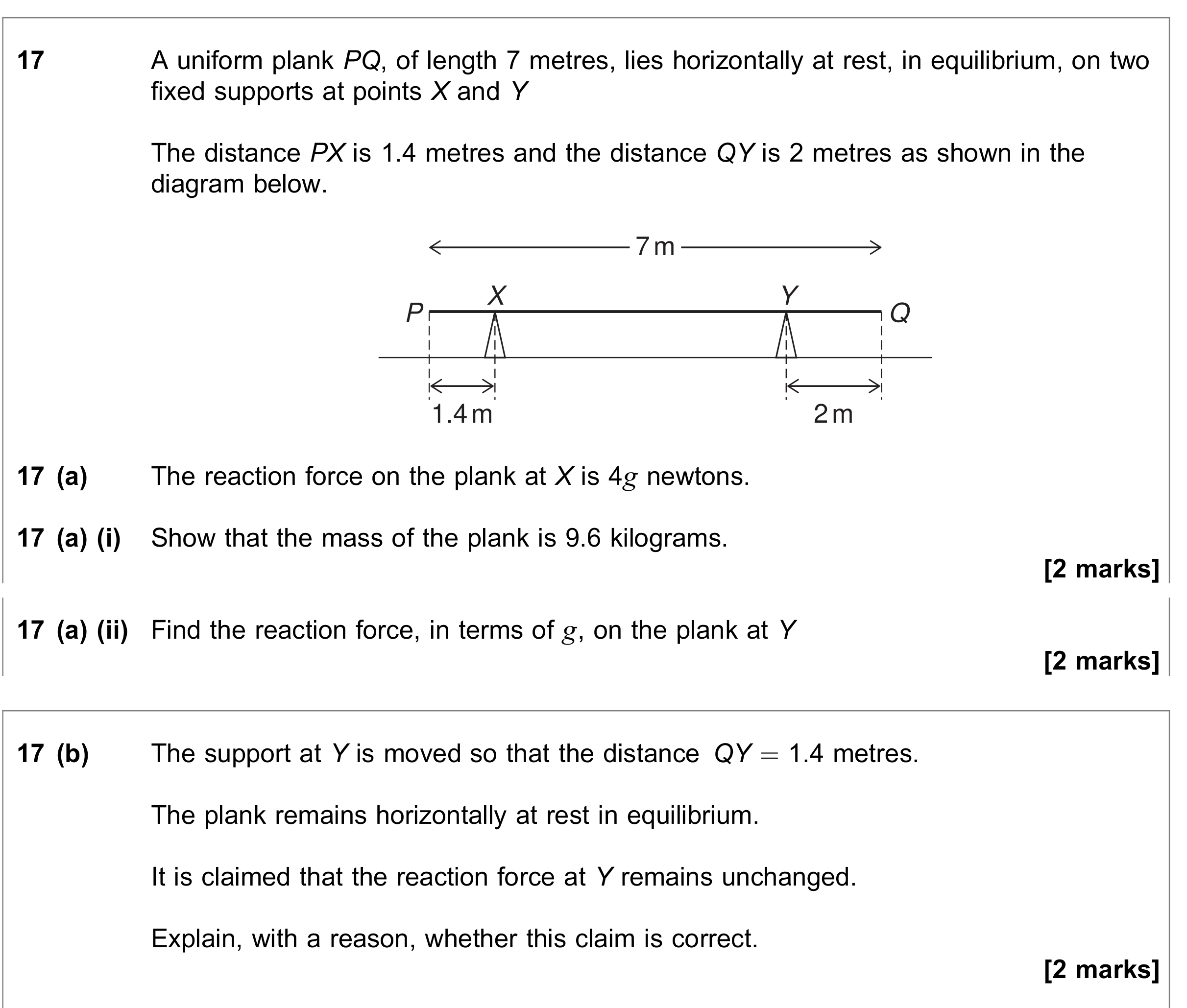 Question 17 — Moments — AQA June 2023