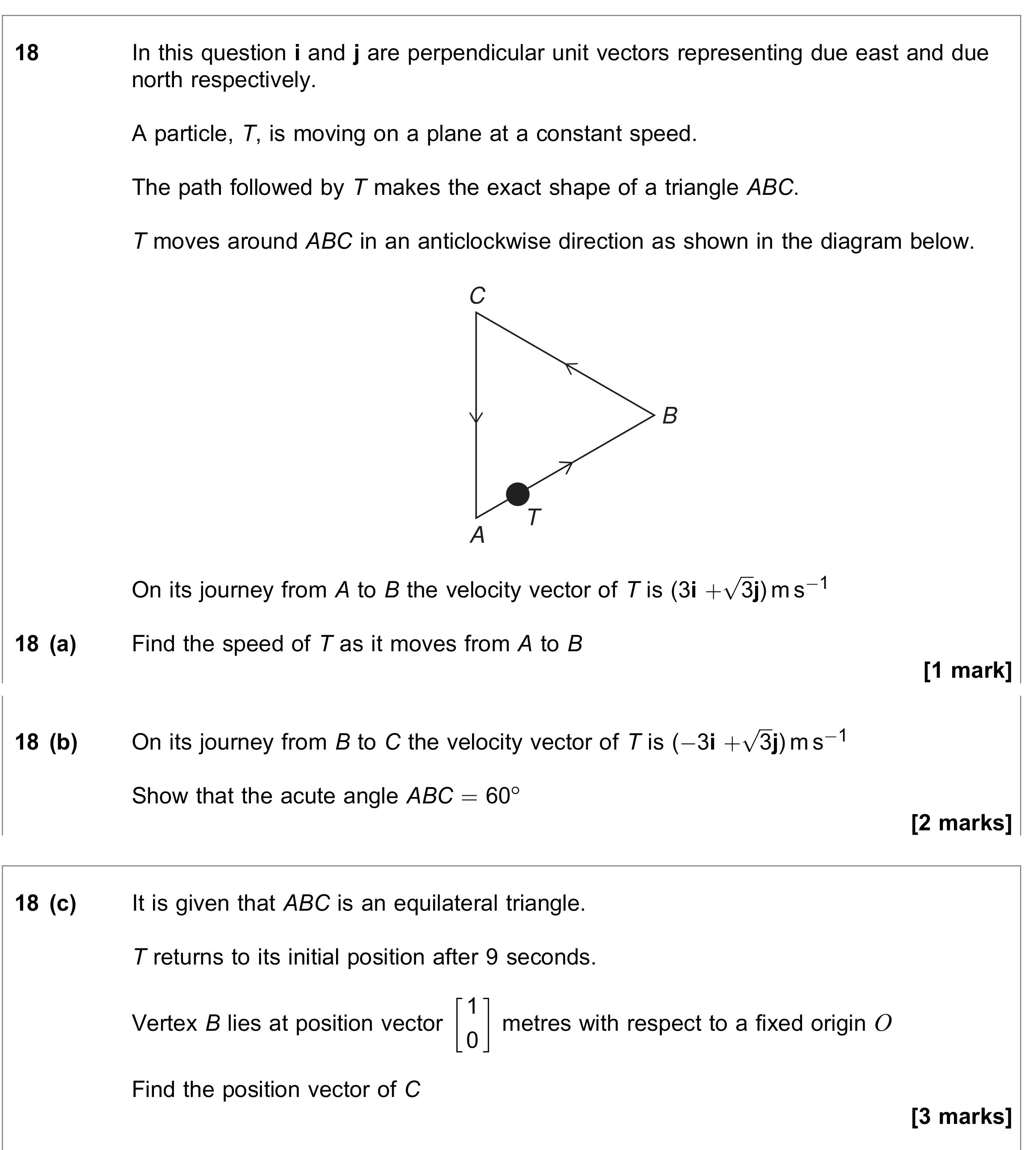 Question 18 — Vectors — AQA June 2023