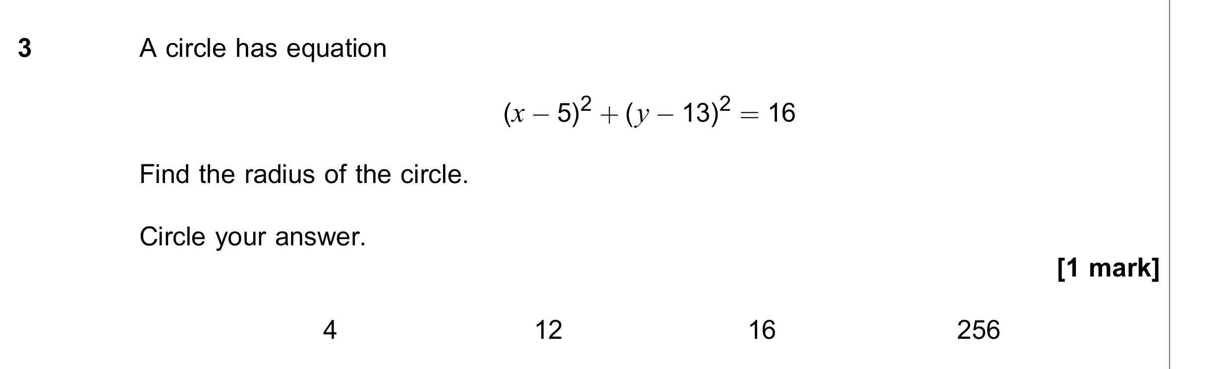 Question 3 — Circles — AQA June 2023