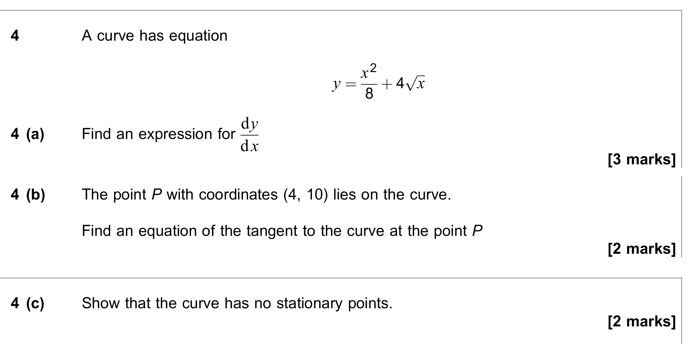 Question 4 — Differentiation — AQA June 2023