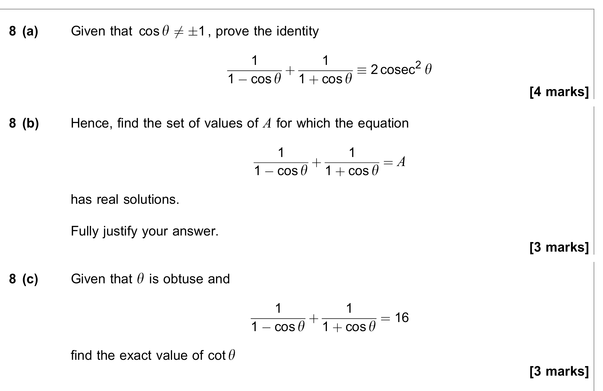 Question 8 — Trig — AQA June 2023