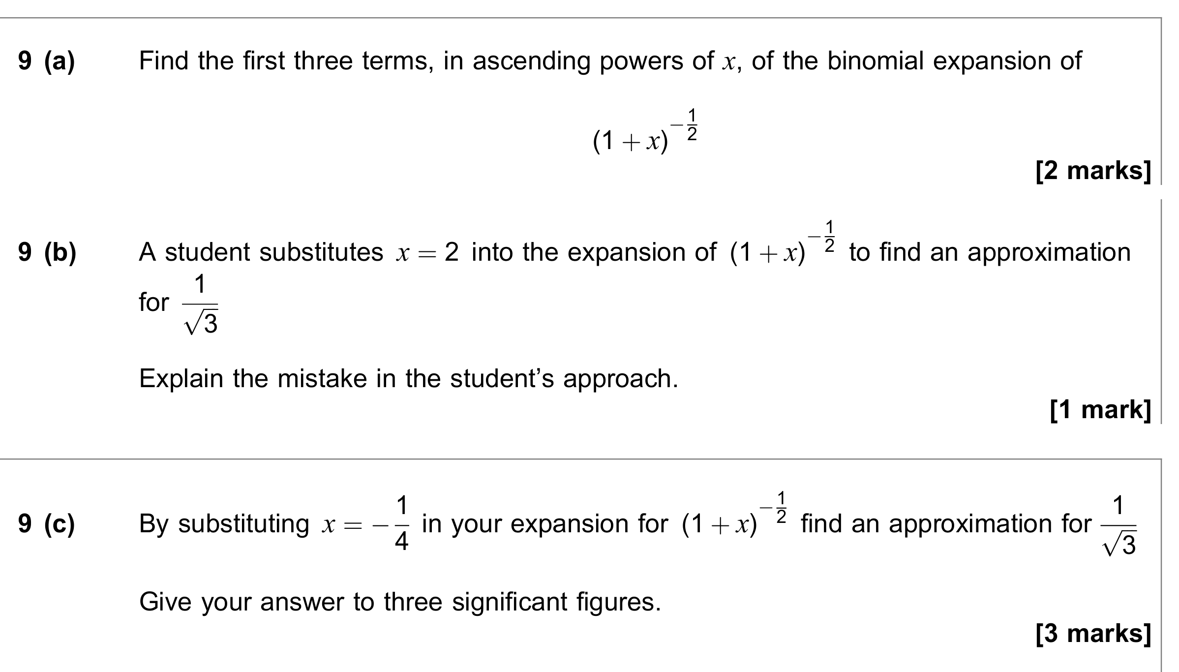 Question 9 — Binomial Expansion — AQA June 2023