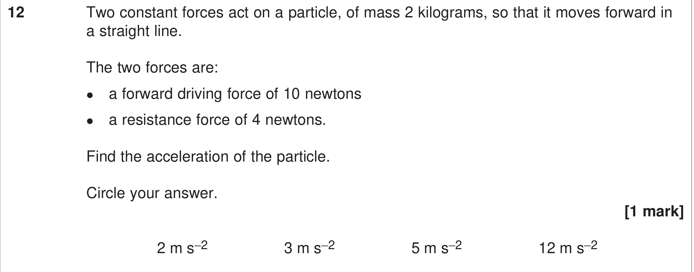 Question 12 — Forces and Friction — AQA June 2024