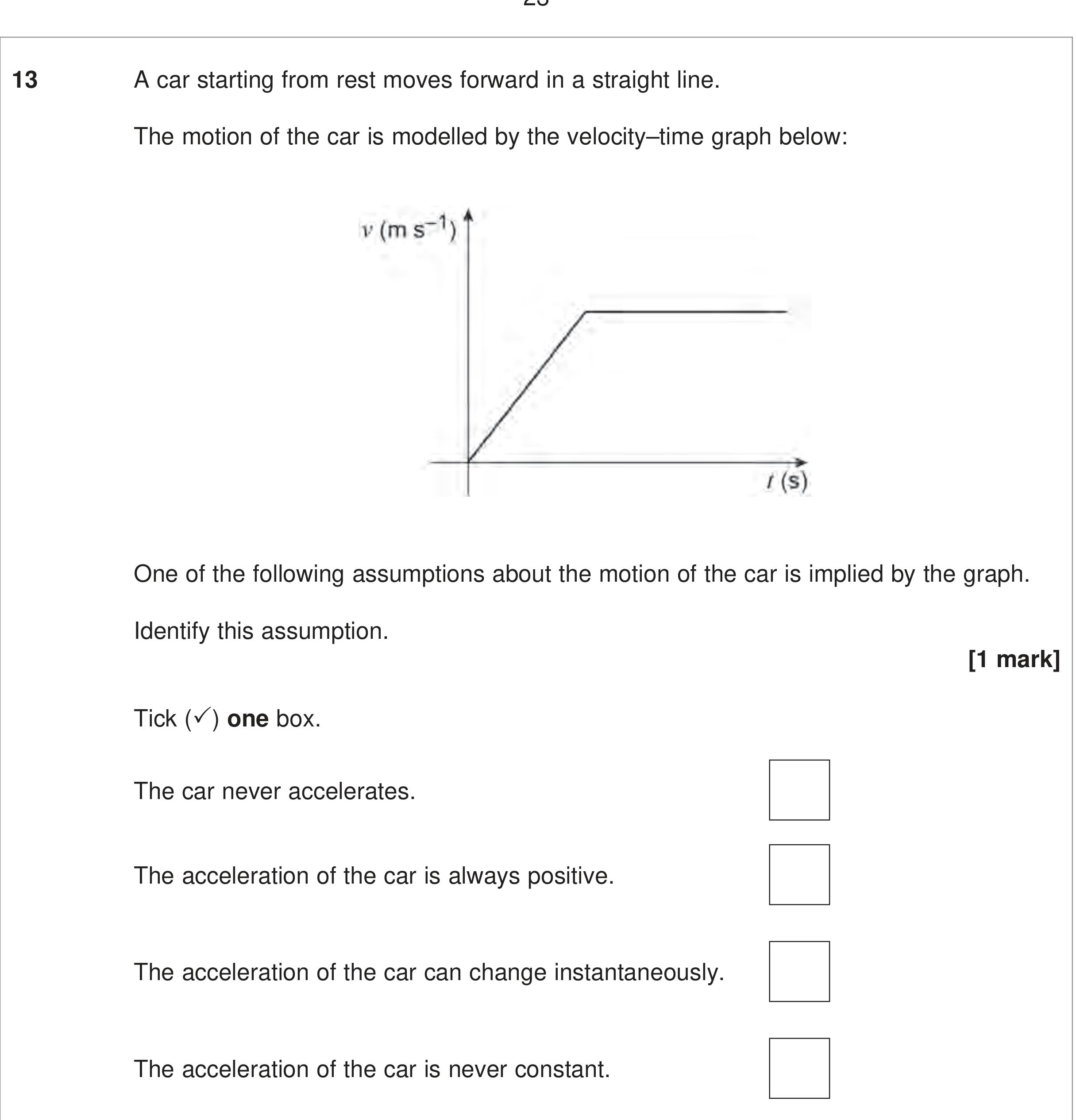 Question 13 — Velocity Time Graphs — AQA June 2024