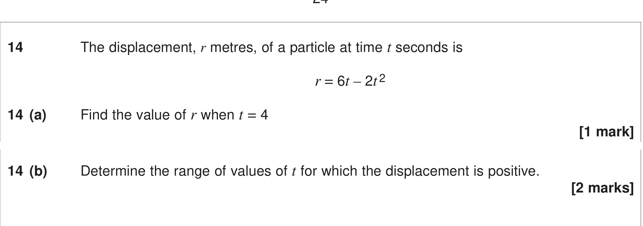 Question 14 — Variable Acceleration 1d — AQA June 2024
