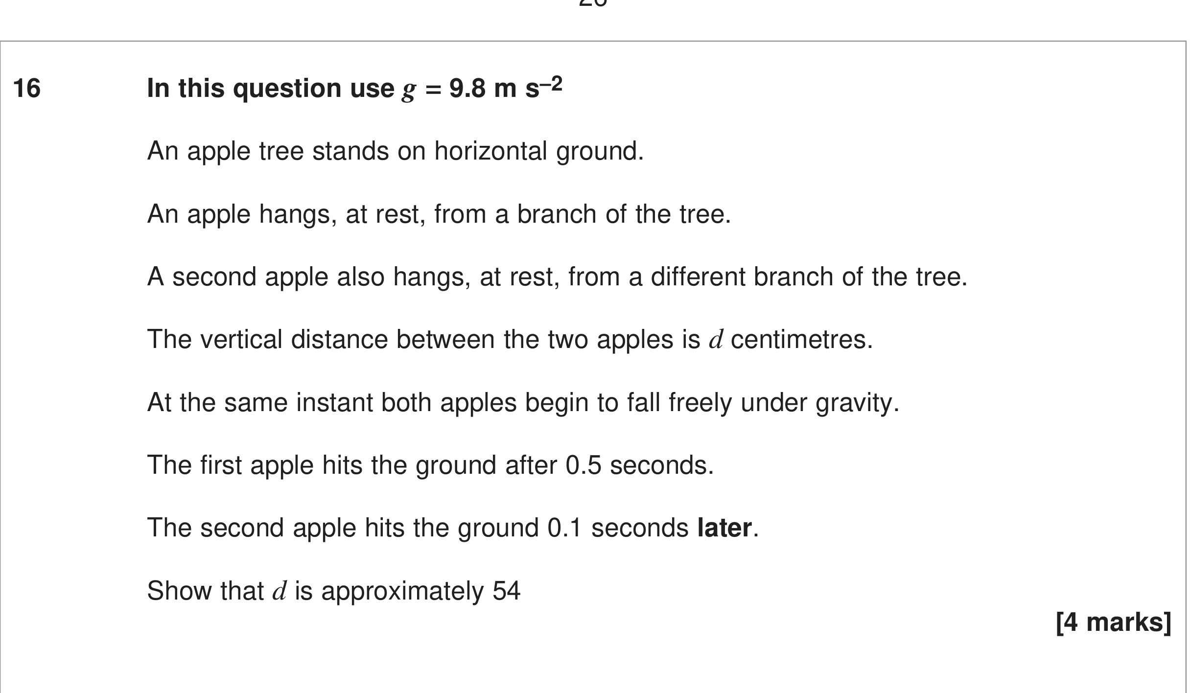 Question 16 — Vertical Motion under Gravity — AQA June 2024