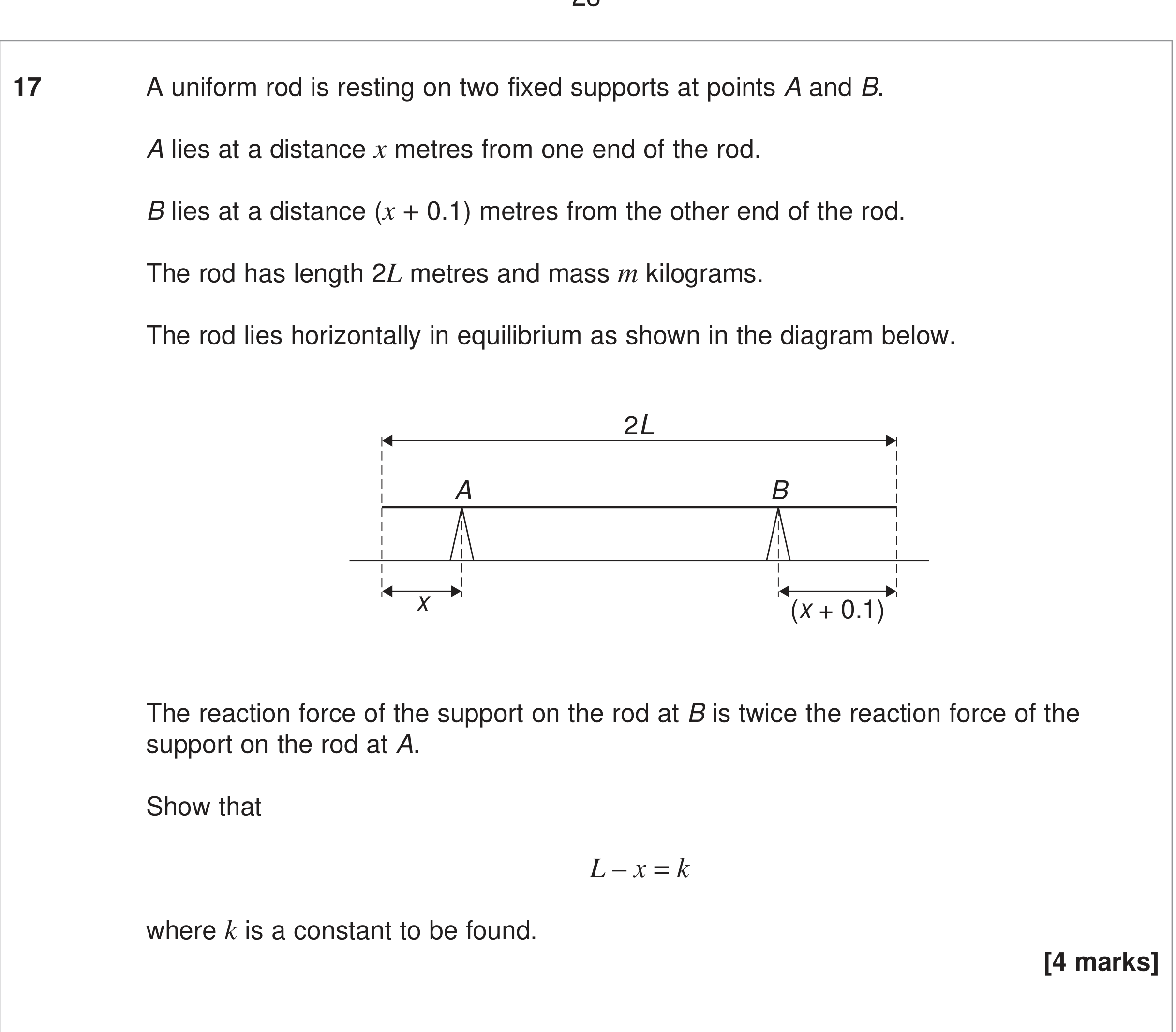 Question 17 — Moments — AQA June 2024