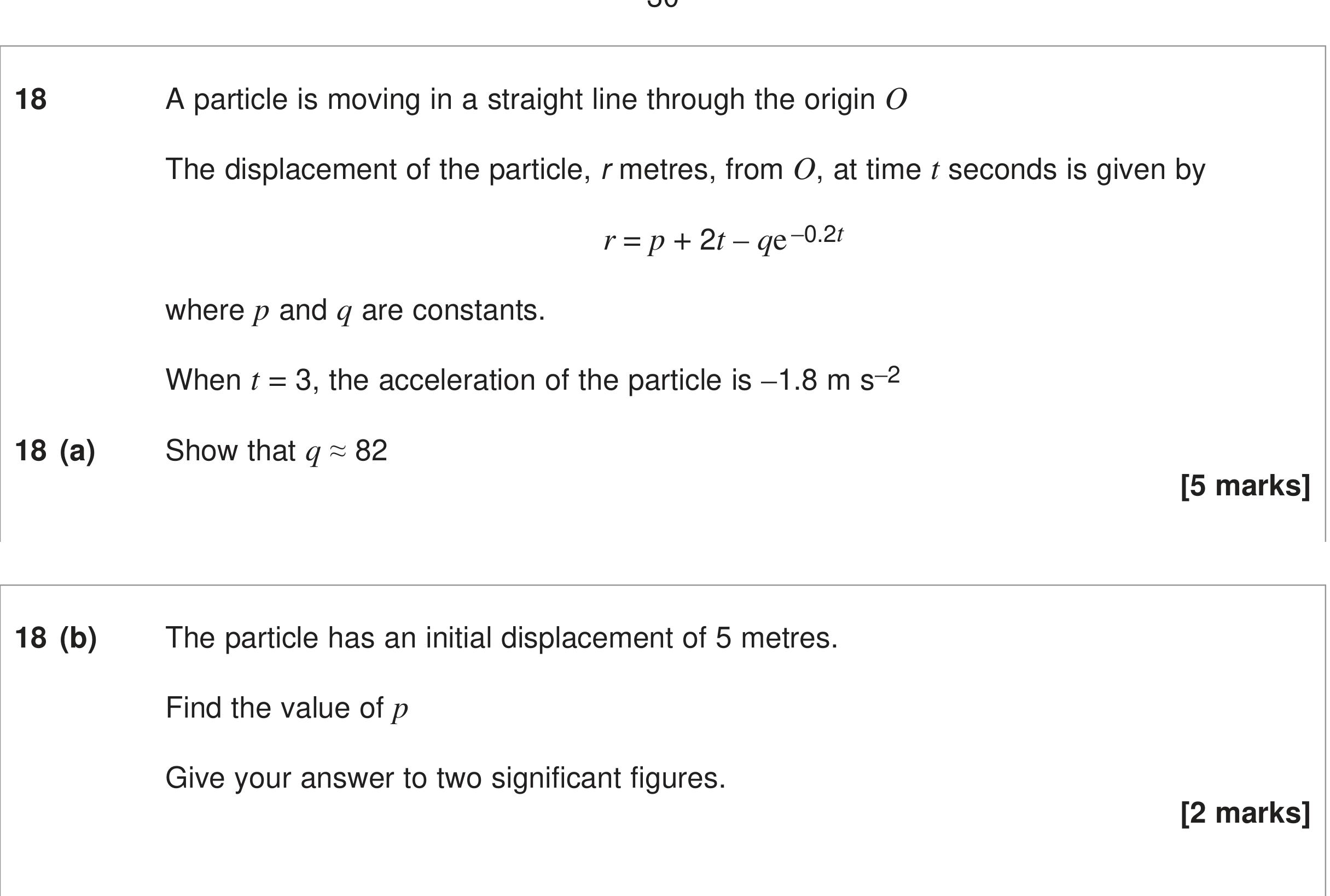 Question 18 — Variable Acceleration 1d — AQA June 2024