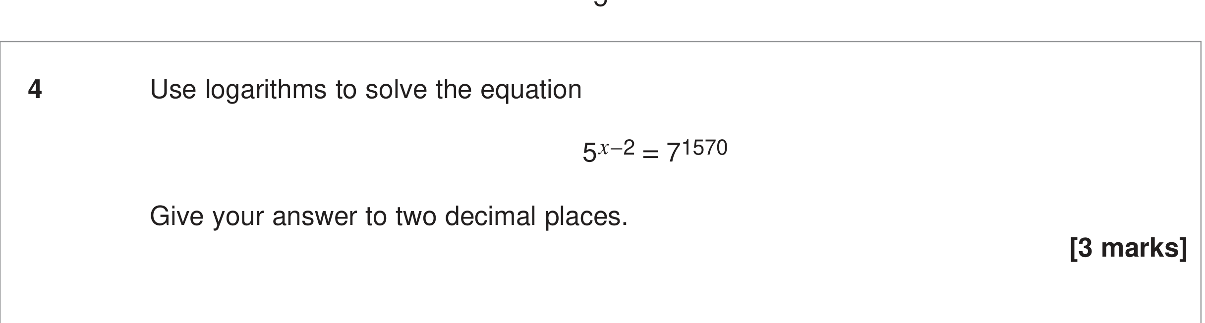 Question 4 — Logarithms — AQA June 2024