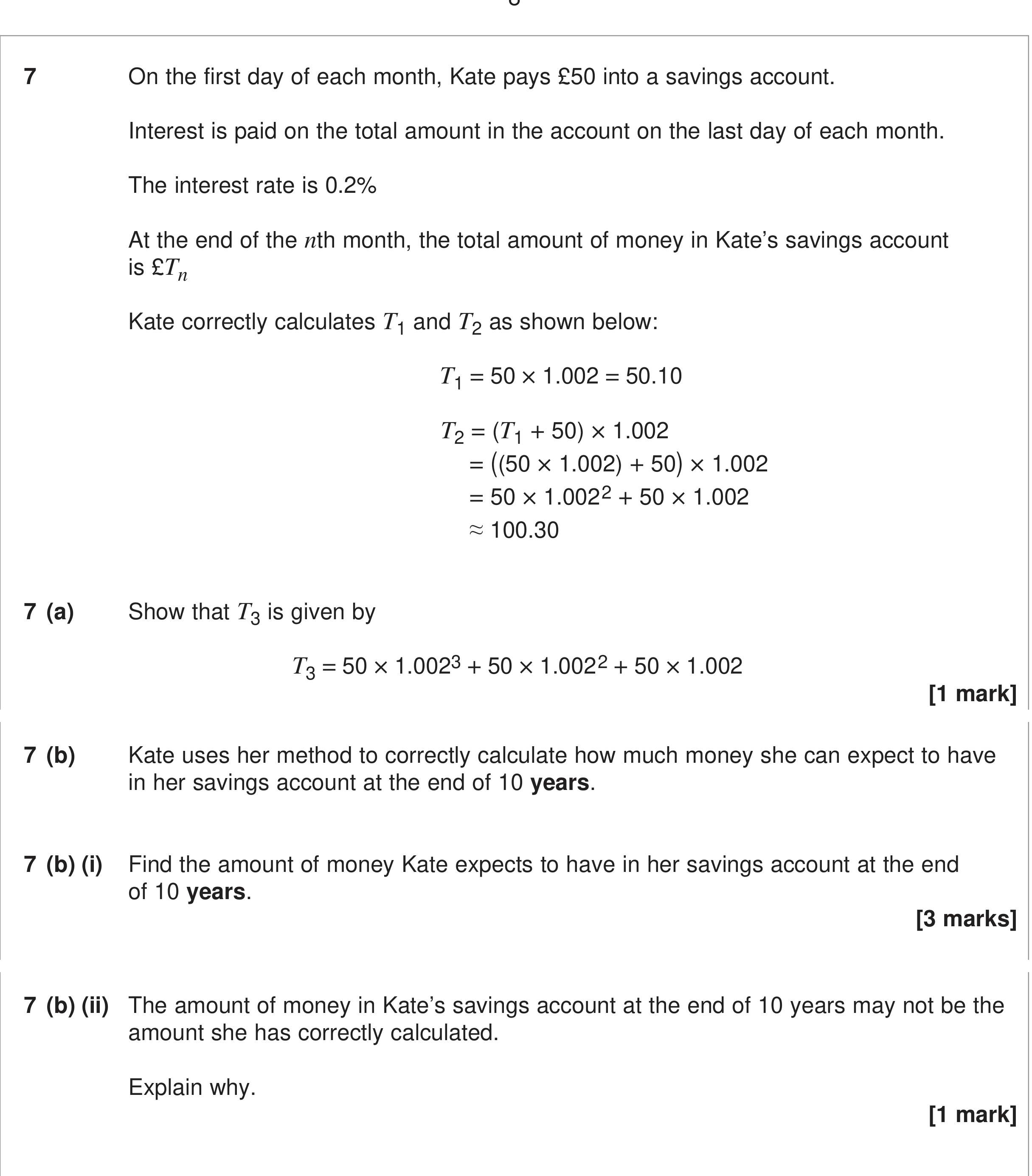 Question 7 — Geometric Sequences and Series — AQA June 2024