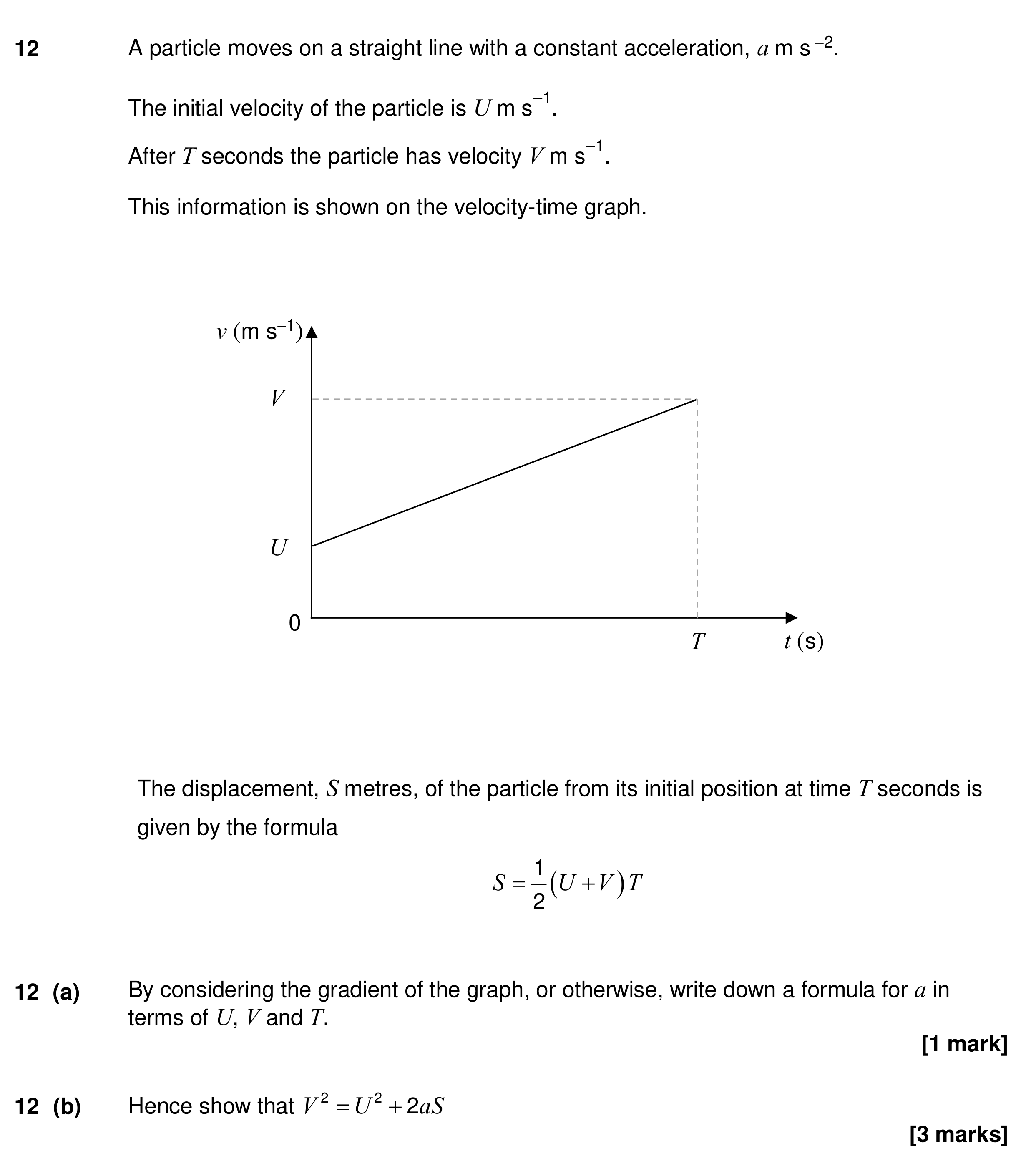 Question 12 — Constant Acceleration 1d — AQA Specimen