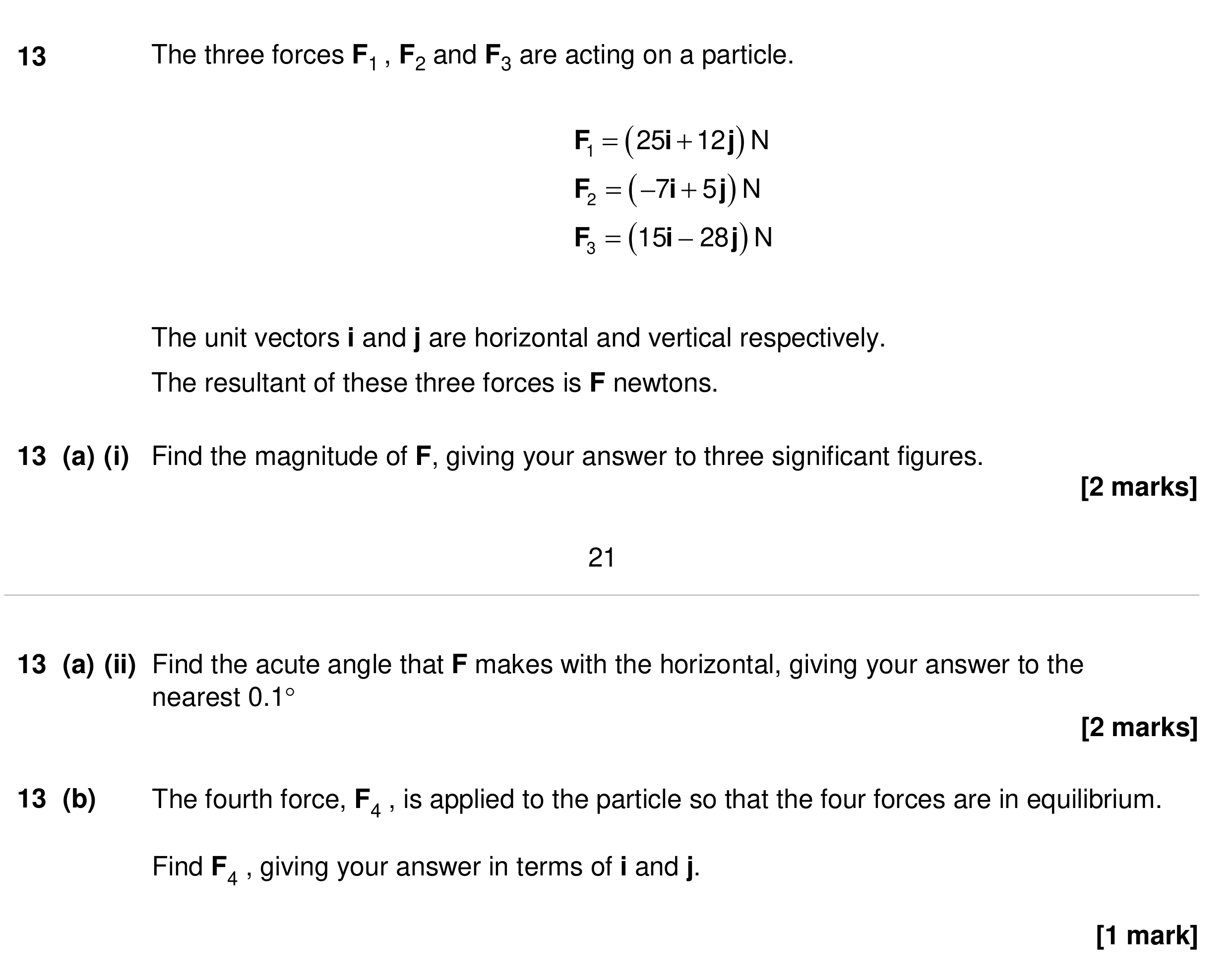 Question 13 — Forces 2d — AQA Specimen