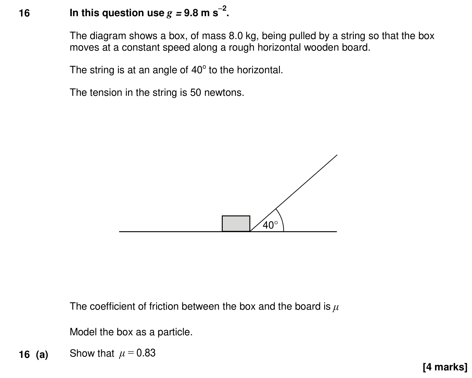 Question 16 — Forces and Friction — AQA Specimen