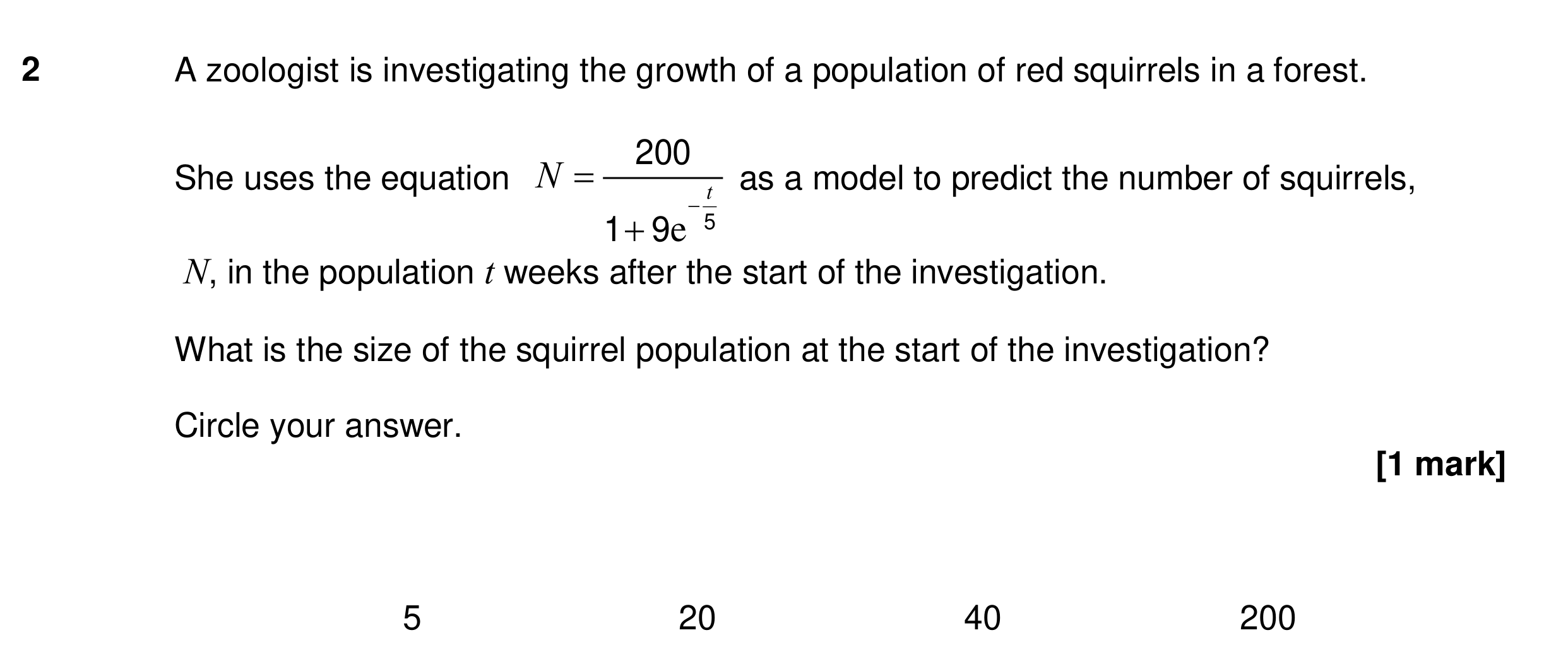Question 2 — Exponentials — AQA Specimen