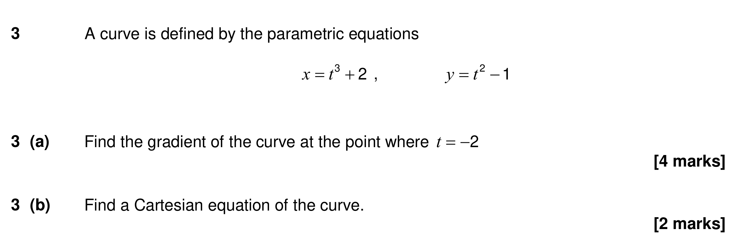 Question 3 — Parametric Equations — AQA Specimen