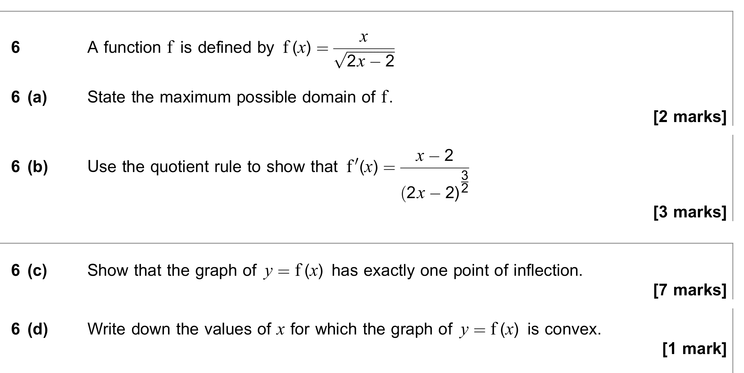 Question 6 — Differentiation, Functions — AQA June 2018