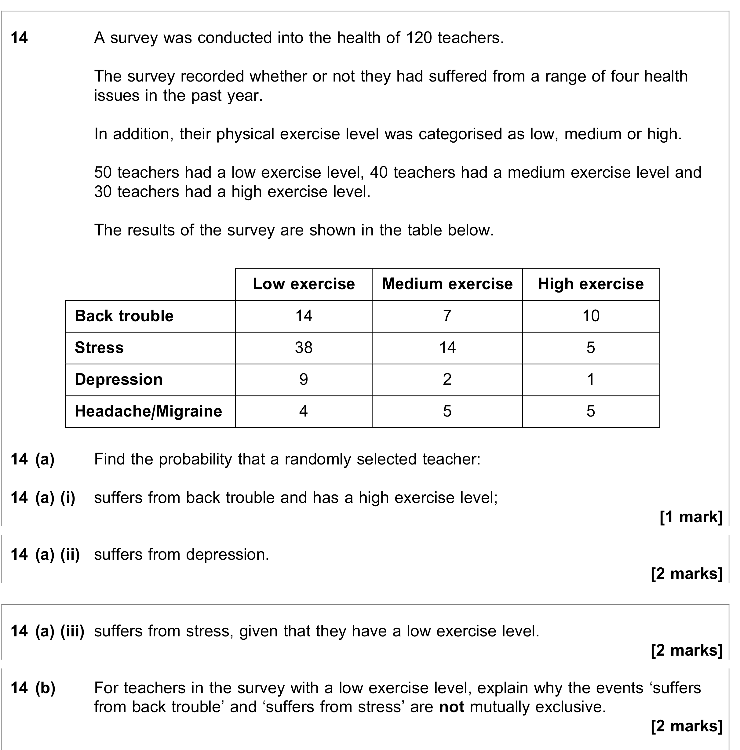 Question 14 — Probability — AQA June 2019