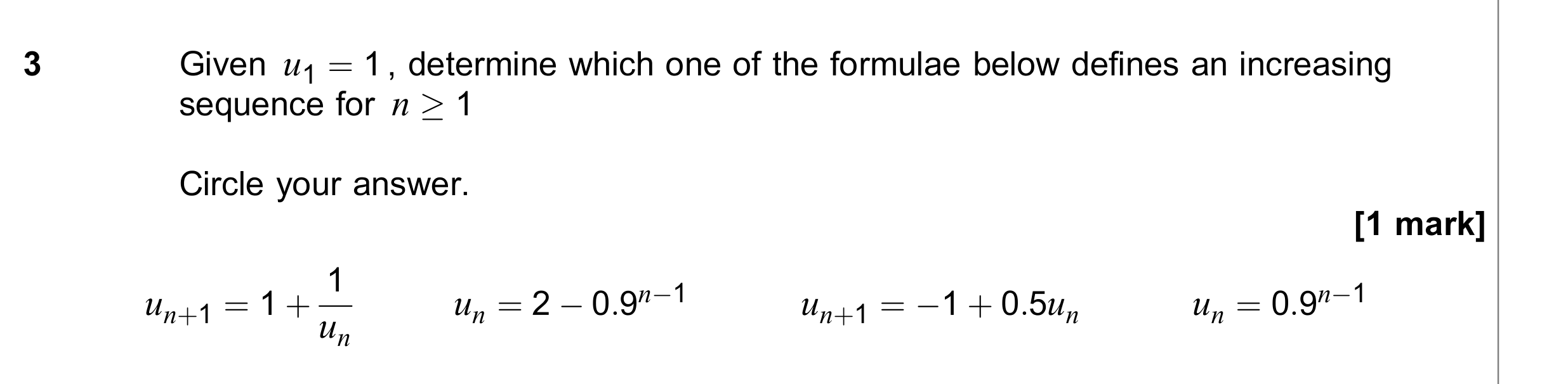 Question 3 — Recurrence Relations — AQA June 2019