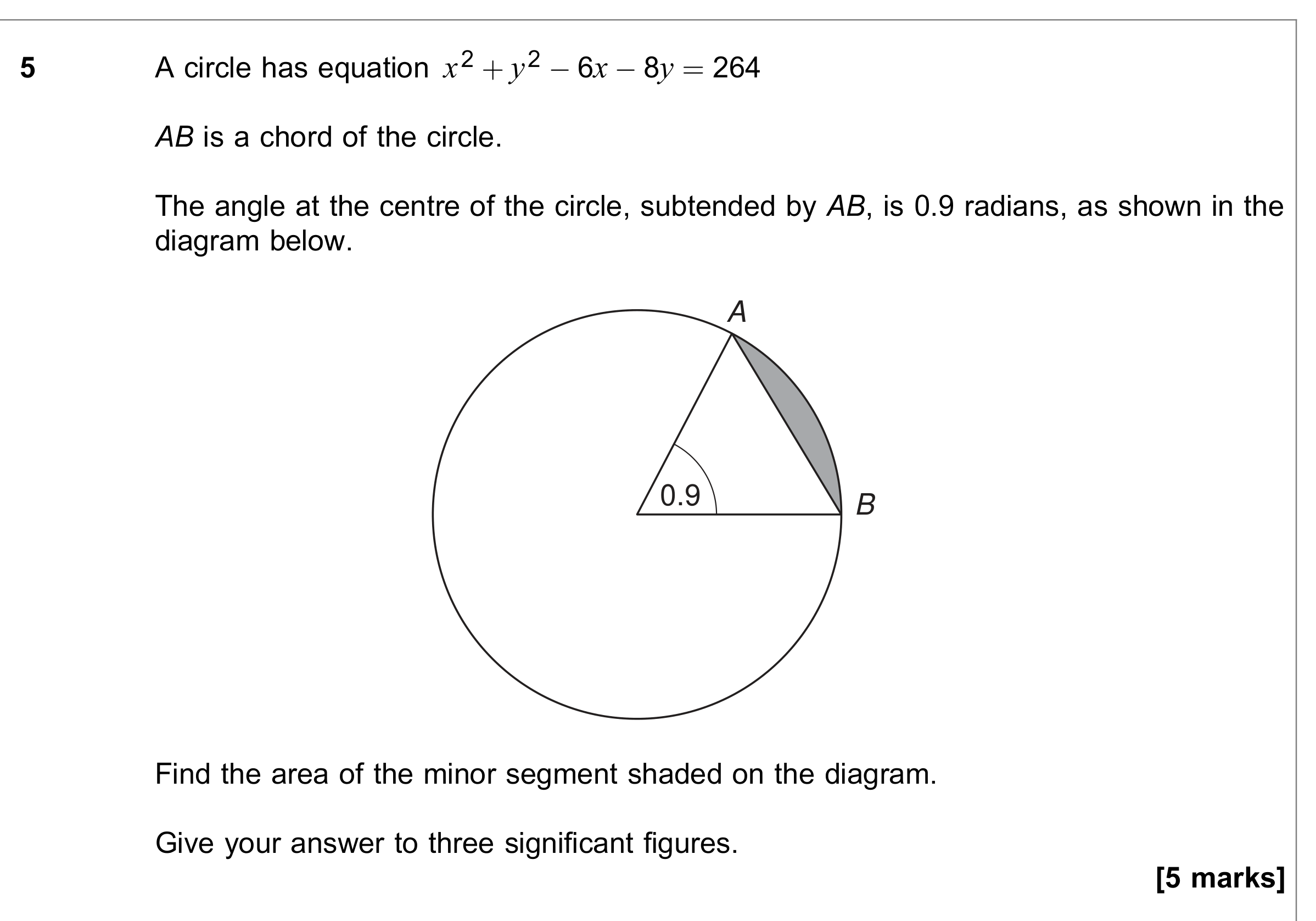 Question 5 — Circles, Arc Length, Sectors and Segments — AQA June 2019