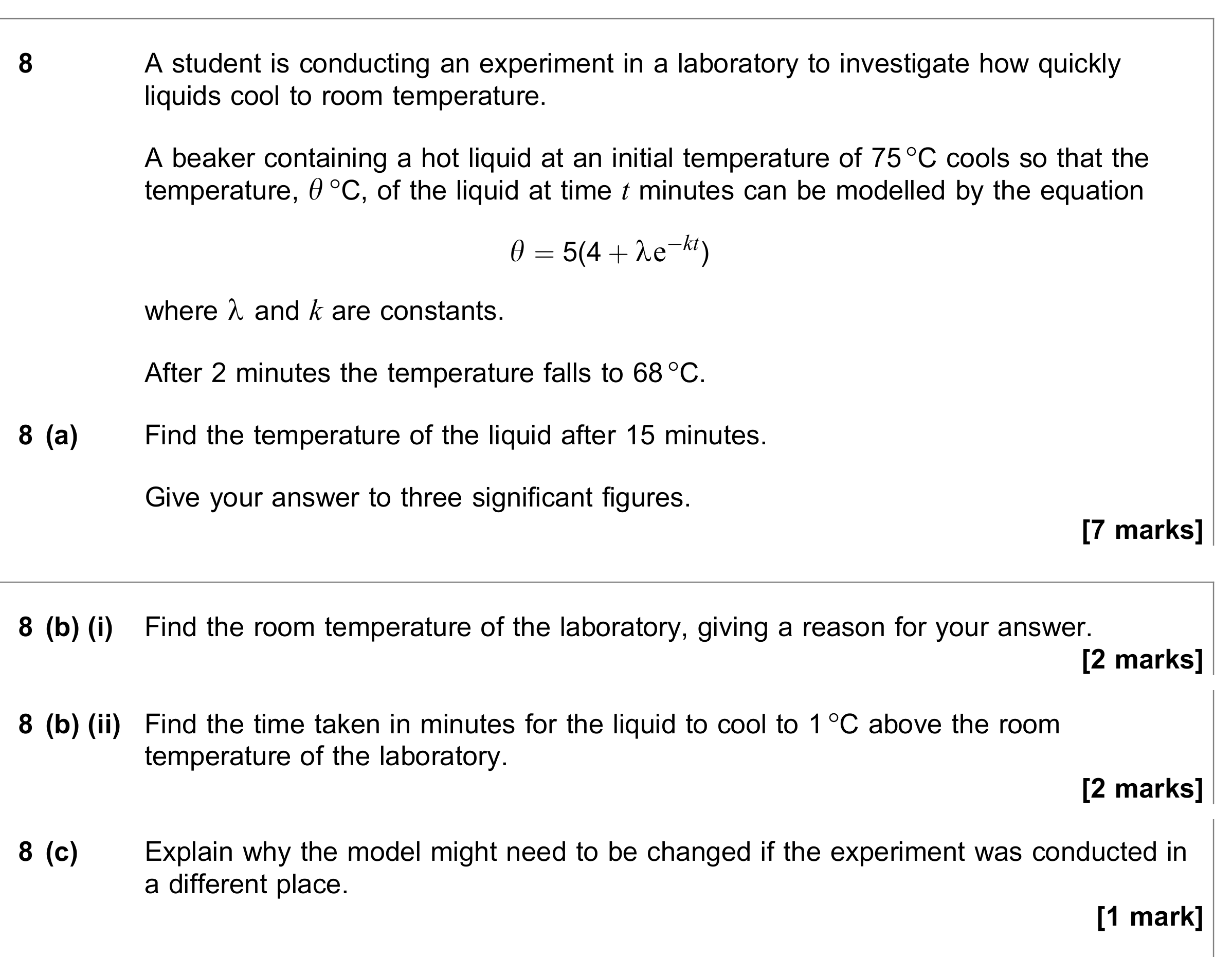 Question 8 — Exponentials — AQA June 2019