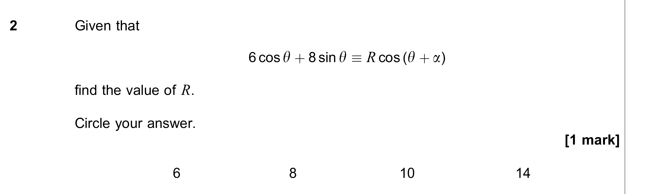 Question 2 — Trig — AQA June 2020