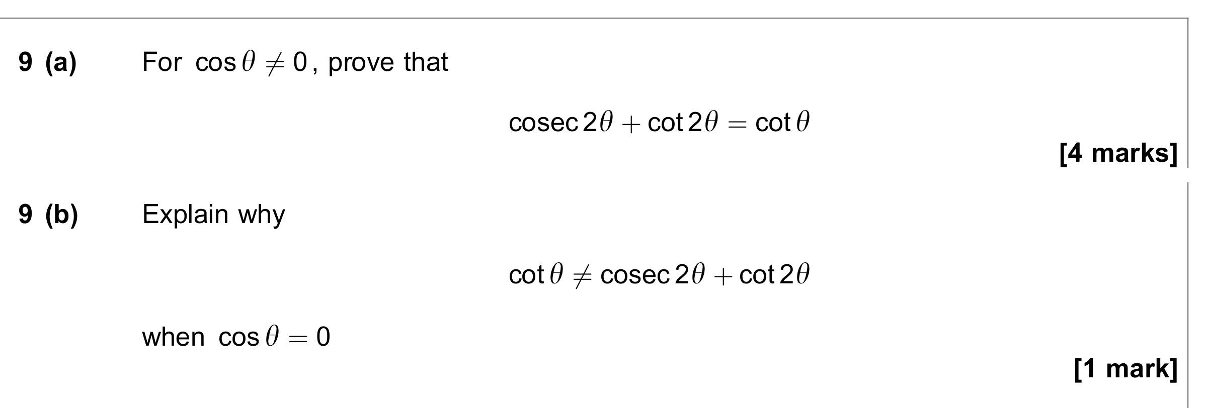 Question 9 — Trig — AQA June 2020