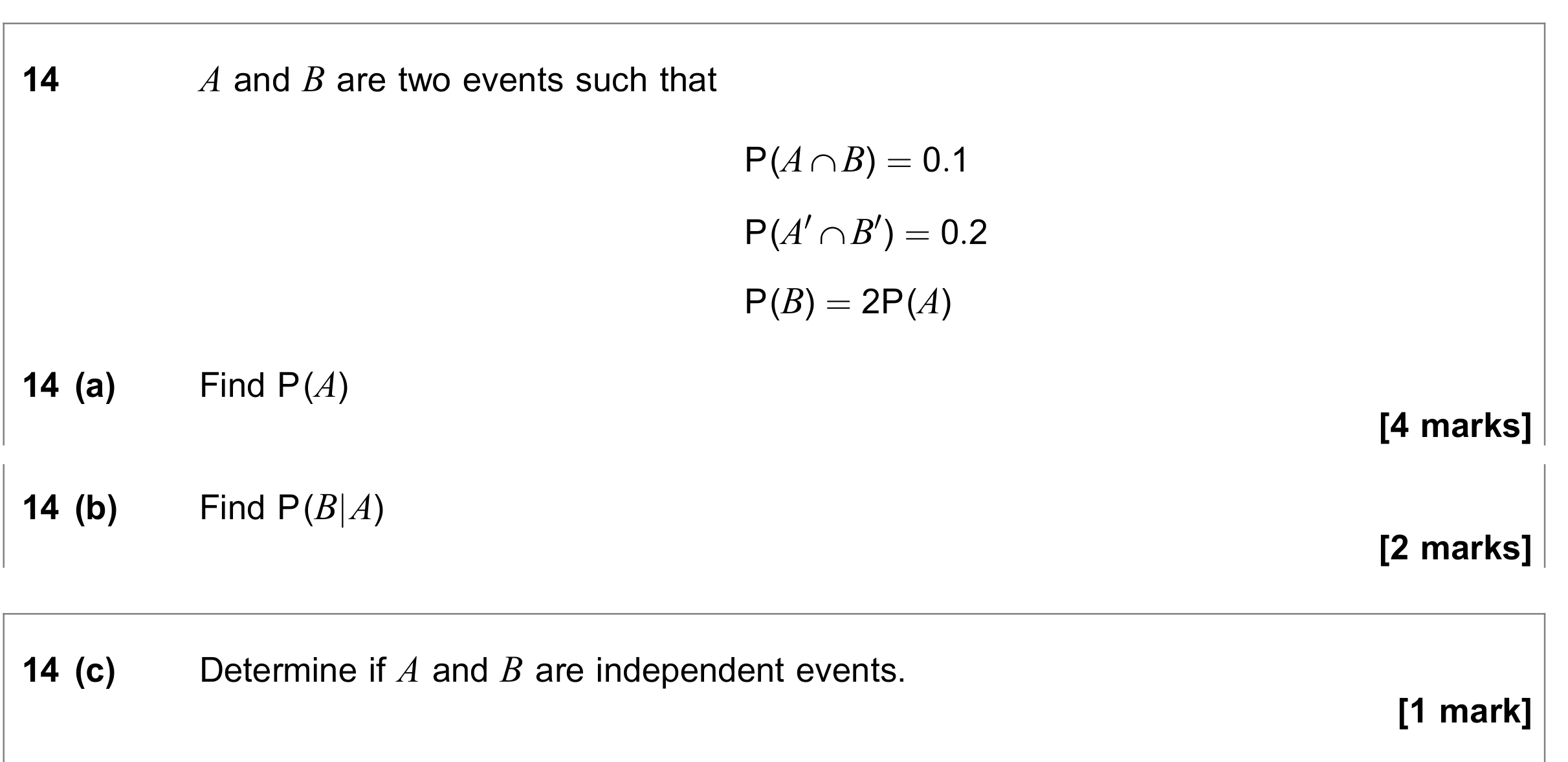 Question 14 — Probability — AQA June 2021