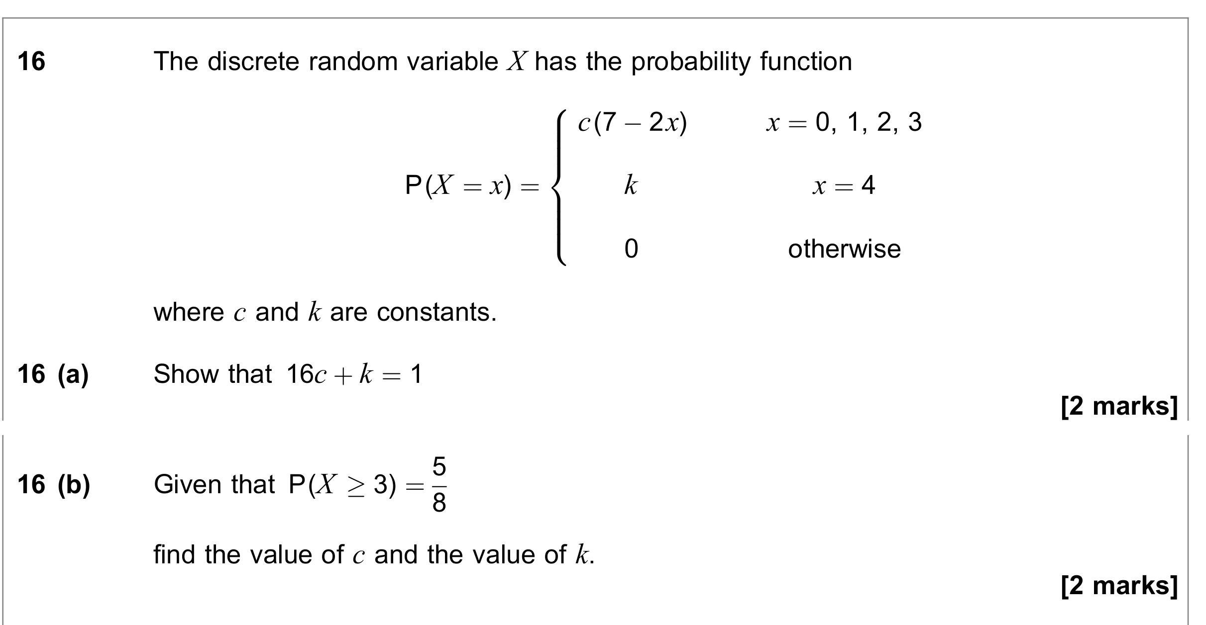 Question 16 — Probability Distribution — AQA June 2021