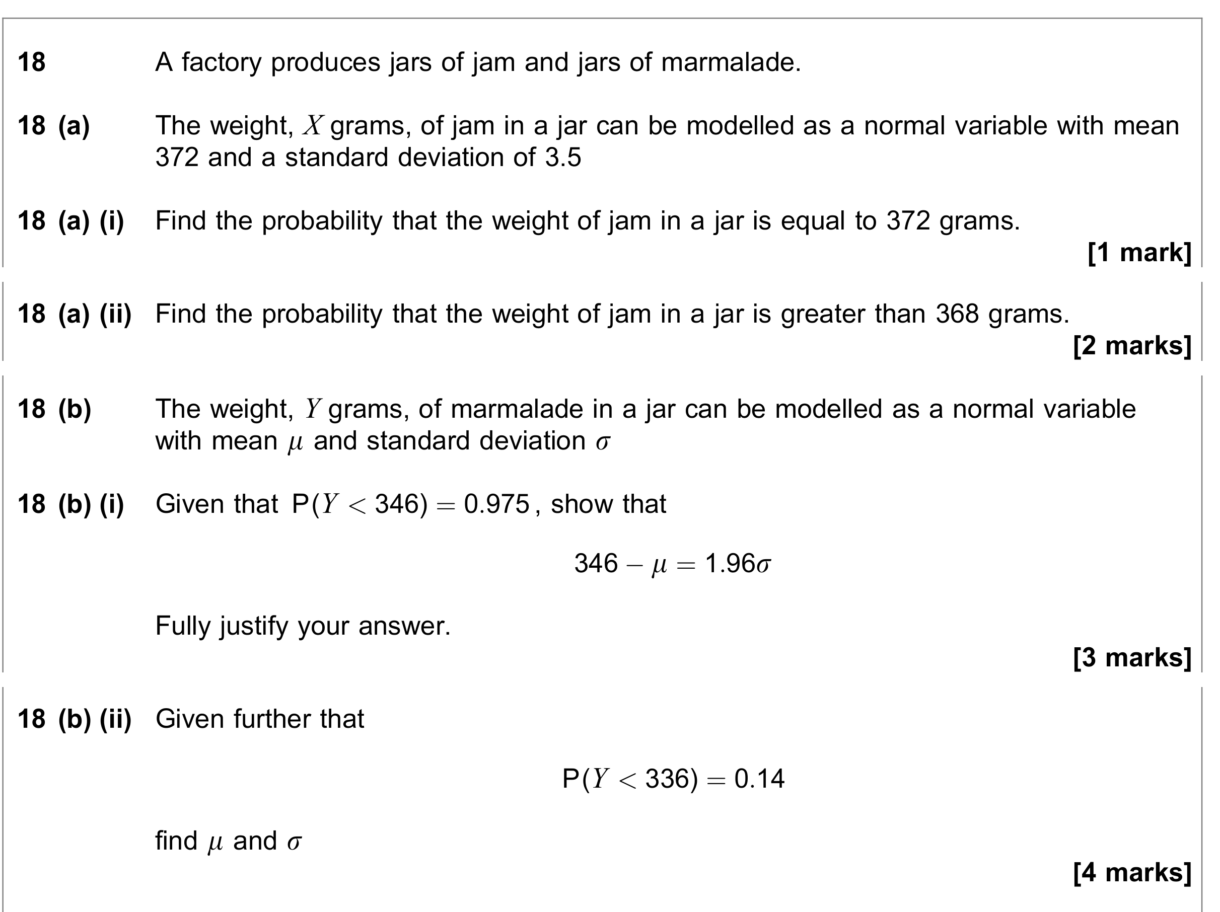 Question 18 — Normal Distribution — AQA June 2021