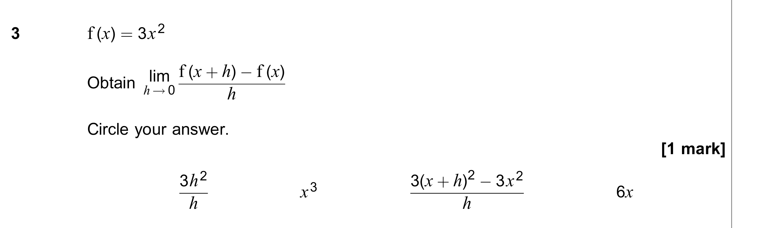 Question 3 — Differentiation — AQA June 2021