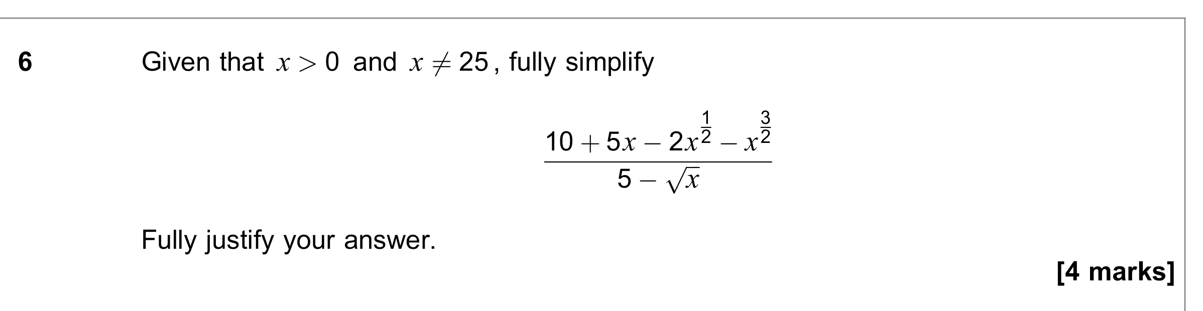 Question 6 — Indices and Surds — AQA June 2021