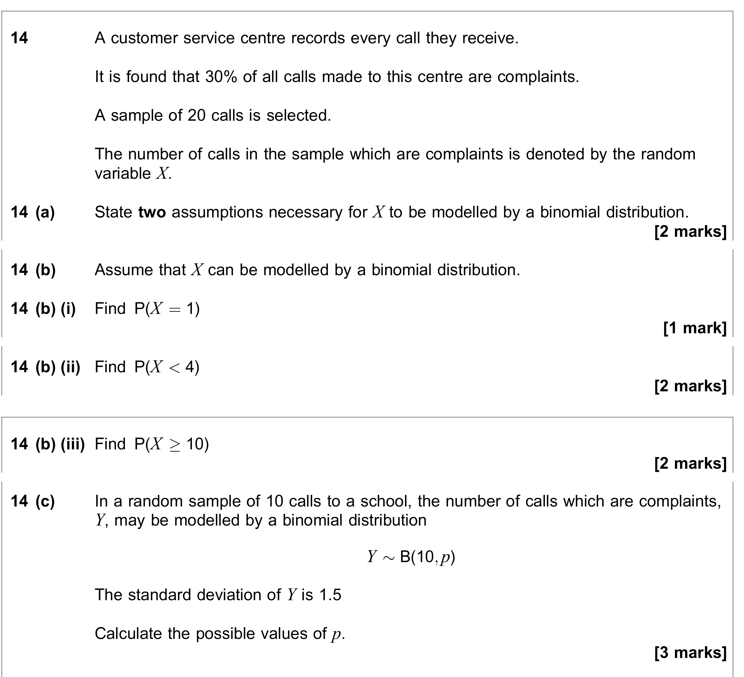 Question 14 — Binomial Distribution — AQA June 2022
